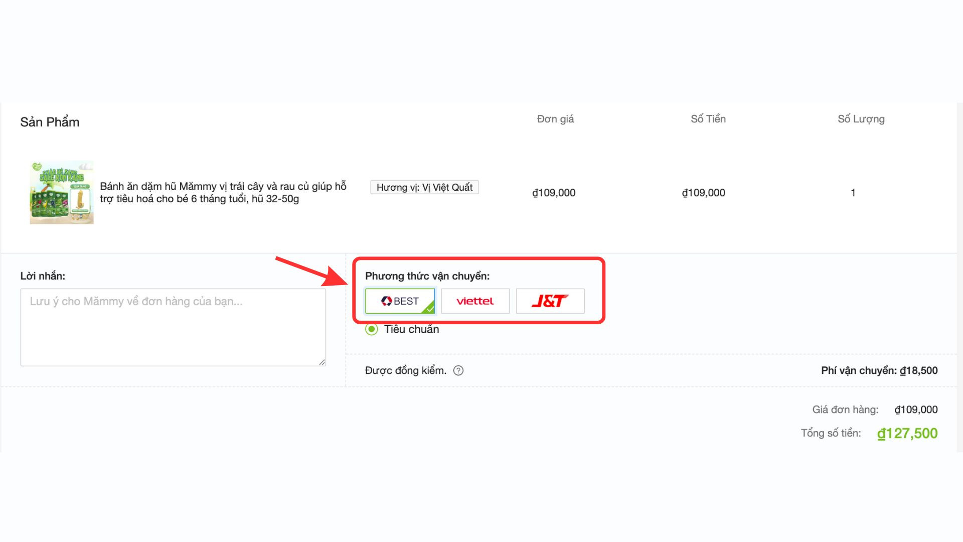 Chọn phương thức vận chuyển phù hợp