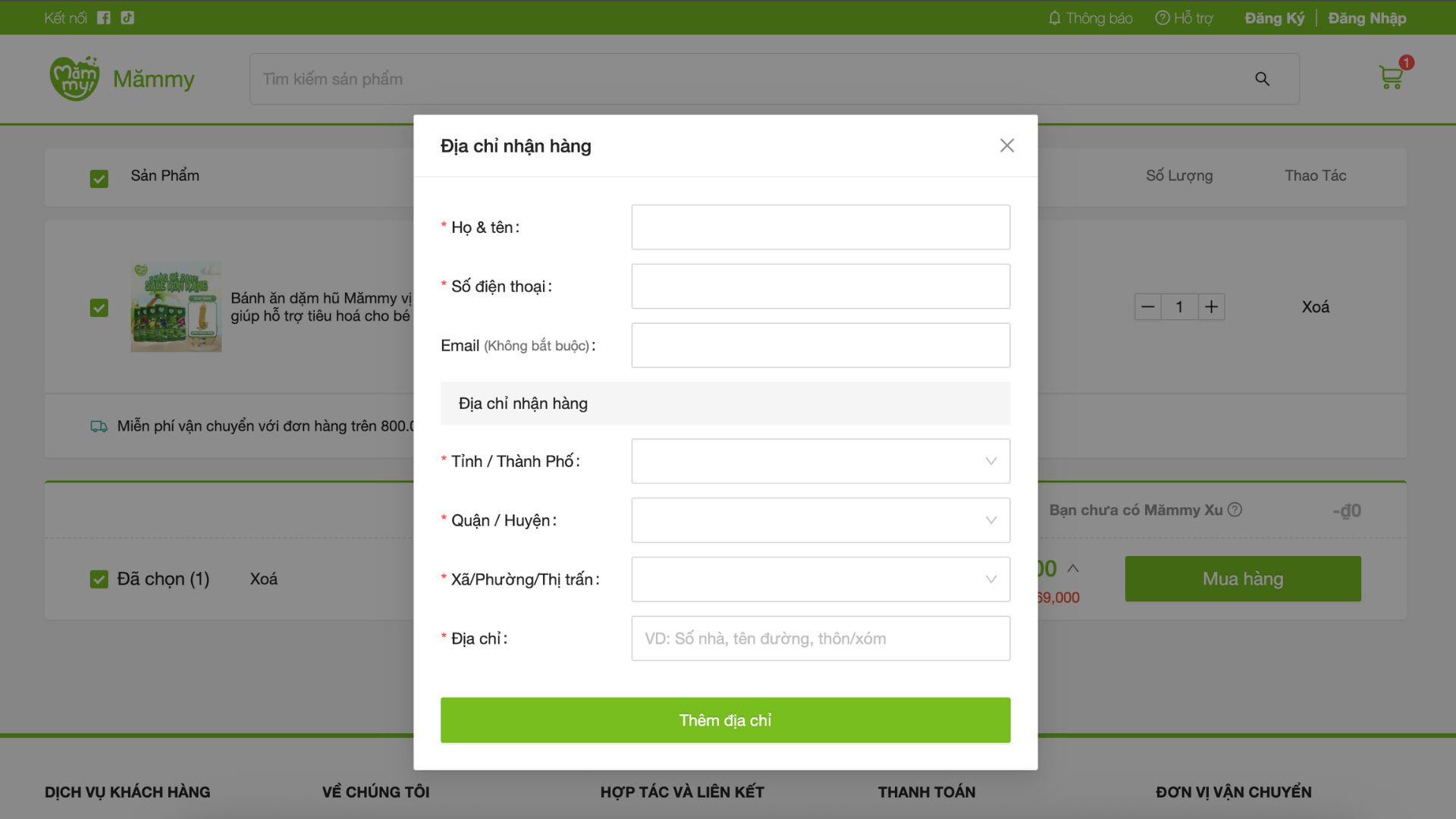 Nhập đầy đủ nhận hàng