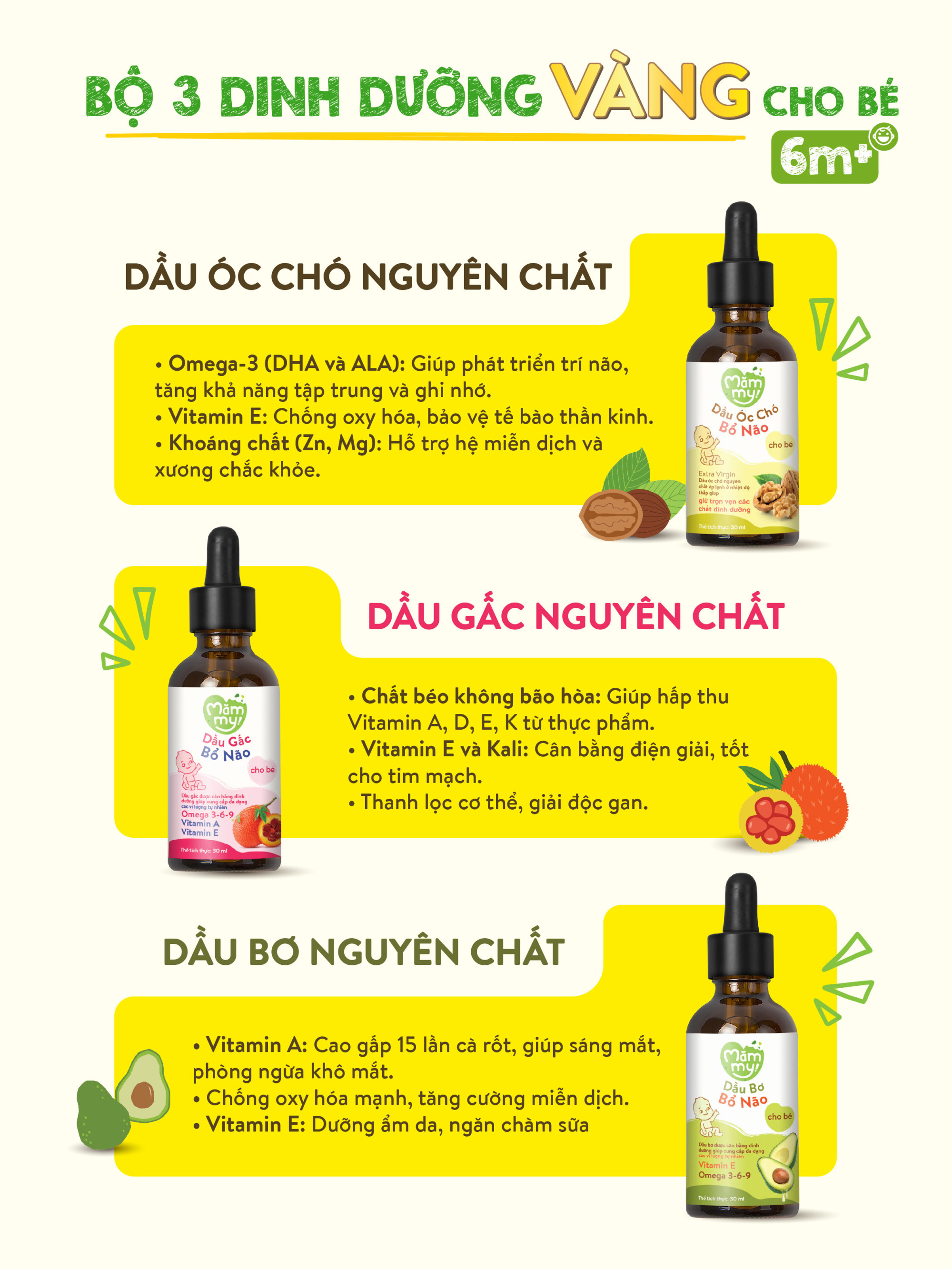 Set dầu núng nính Mămmy gồm 3 chai dầu